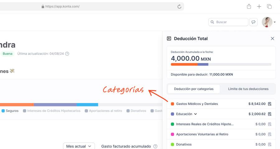 Deducciones por categoría
