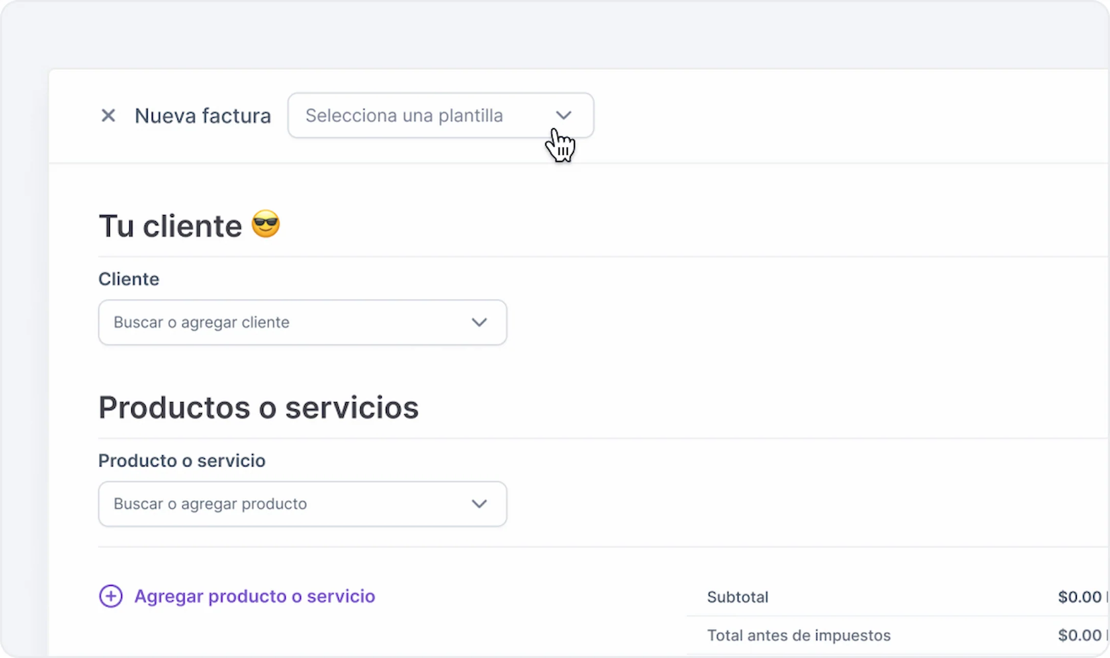 Facturación - Interfaz del producto
